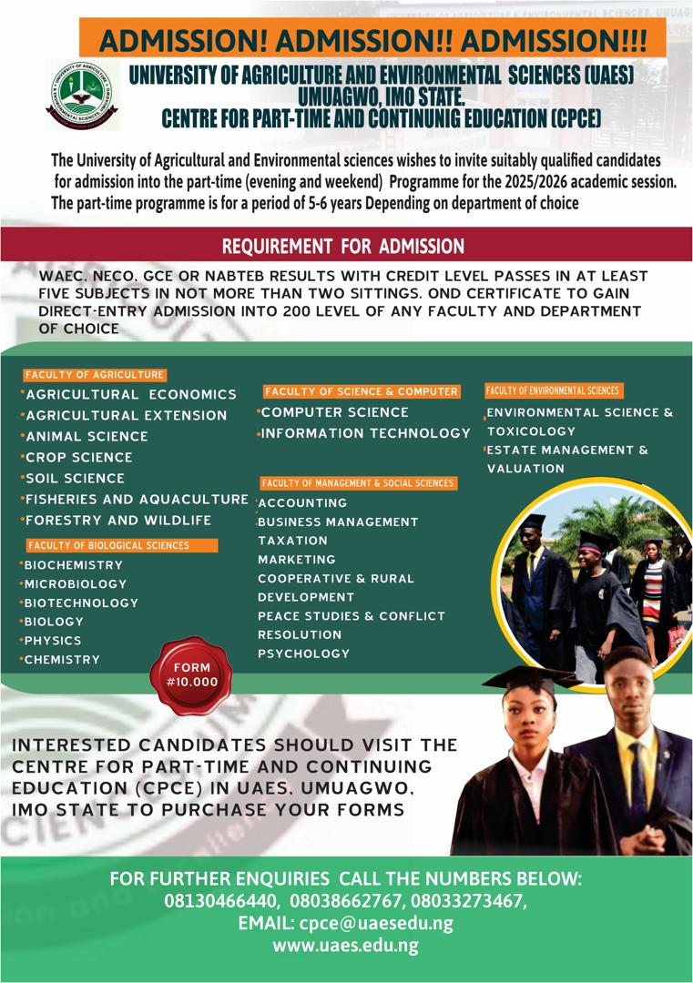 Admission into the Part-time (Evening and Weekend) Programme for 2025/2026 