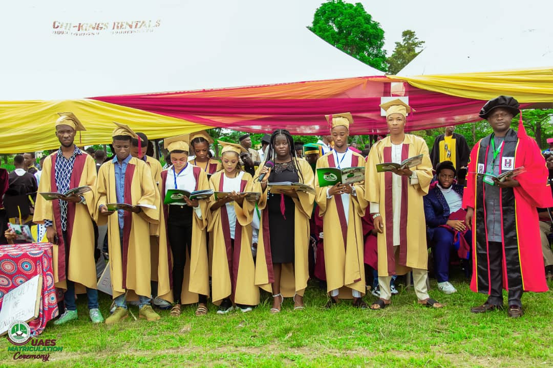 Some UAES students taking the Matriculation Oath